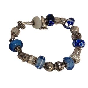 925 SILVER - THAI IBB VINTAGE SIGNATURE CHARM FAMILY &‎ DOG BRACELET